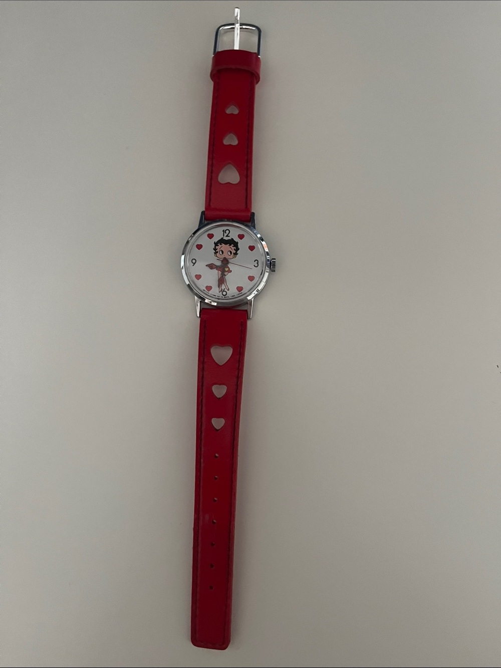 Betty Boop Red Heart Cutout Strap Watch